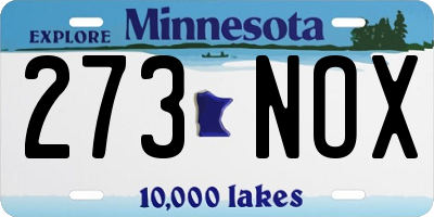MN license plate 273NOX