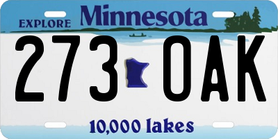 MN license plate 273OAK