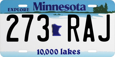 MN license plate 273RAJ