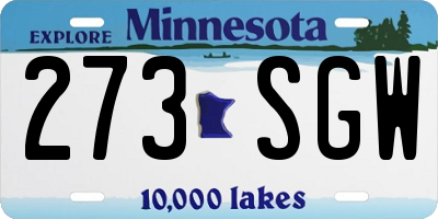 MN license plate 273SGW