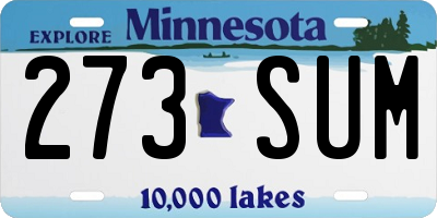 MN license plate 273SUM