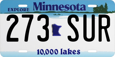 MN license plate 273SUR