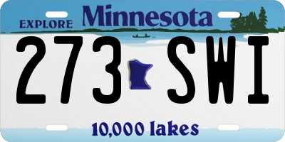 MN license plate 273SWI