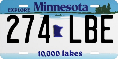 MN license plate 274LBE