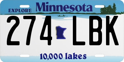 MN license plate 274LBK