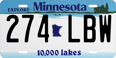 MN license plate 274LBW