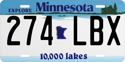 MN license plate 274LBX