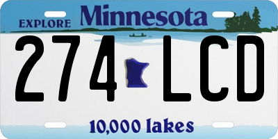 MN license plate 274LCD