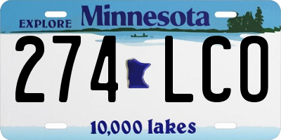 MN license plate 274LCO