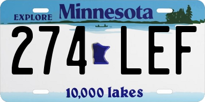 MN license plate 274LEF