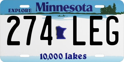 MN license plate 274LEG