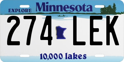 MN license plate 274LEK