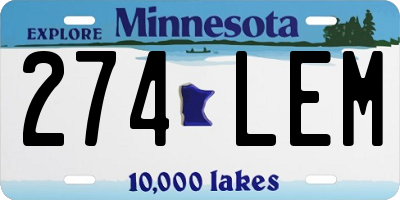 MN license plate 274LEM