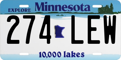 MN license plate 274LEW