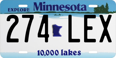 MN license plate 274LEX