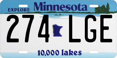 MN license plate 274LGE