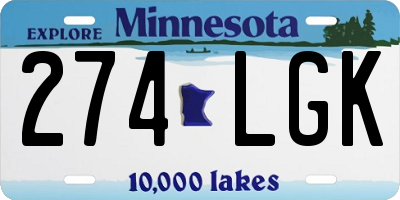 MN license plate 274LGK