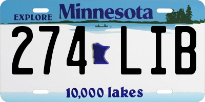 MN license plate 274LIB