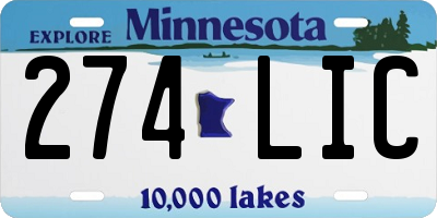 MN license plate 274LIC