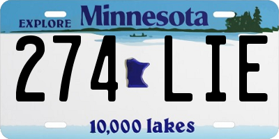 MN license plate 274LIE