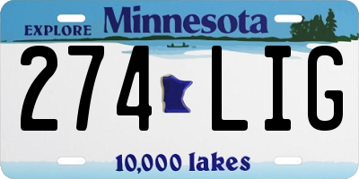MN license plate 274LIG