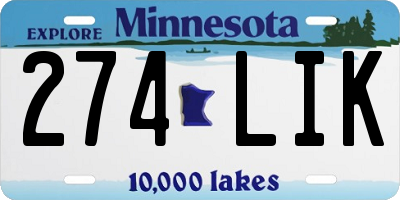 MN license plate 274LIK