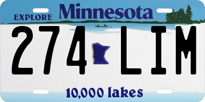 MN license plate 274LIM
