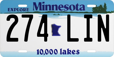 MN license plate 274LIN