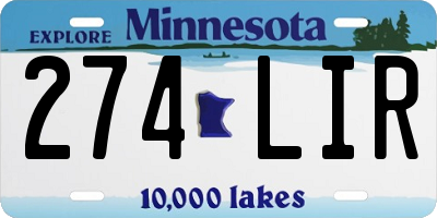 MN license plate 274LIR