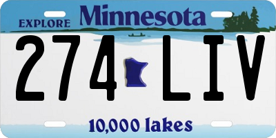 MN license plate 274LIV
