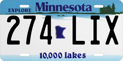 MN license plate 274LIX