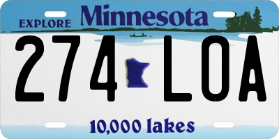 MN license plate 274LOA