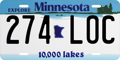 MN license plate 274LOC
