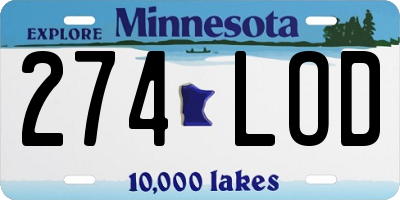 MN license plate 274LOD