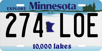 MN license plate 274LOE