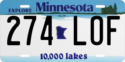 MN license plate 274LOF