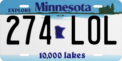 MN license plate 274LOL