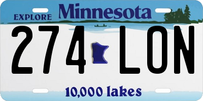 MN license plate 274LON