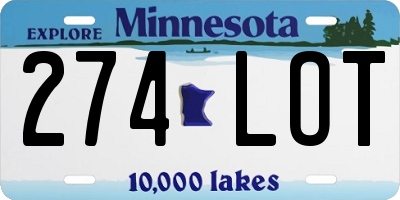 MN license plate 274LOT