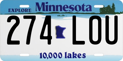 MN license plate 274LOU