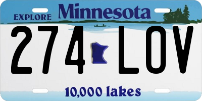 MN license plate 274LOV