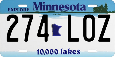 MN license plate 274LOZ