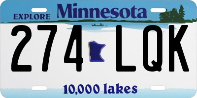 MN license plate 274LQK