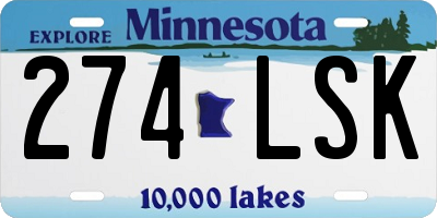MN license plate 274LSK