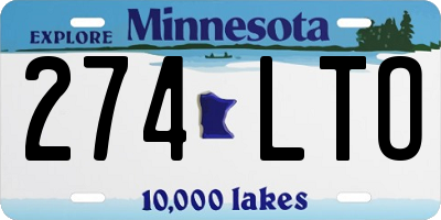 MN license plate 274LTO
