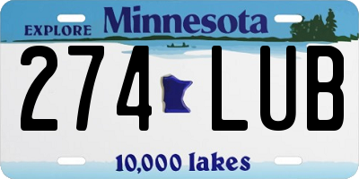 MN license plate 274LUB