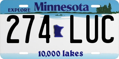 MN license plate 274LUC