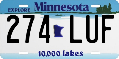 MN license plate 274LUF