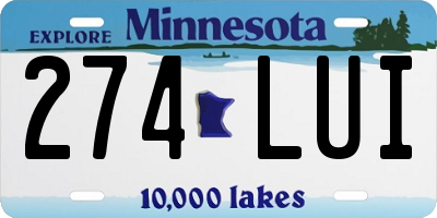 MN license plate 274LUI
