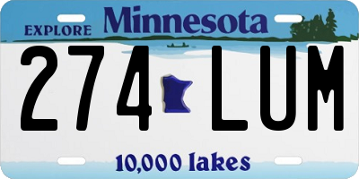 MN license plate 274LUM